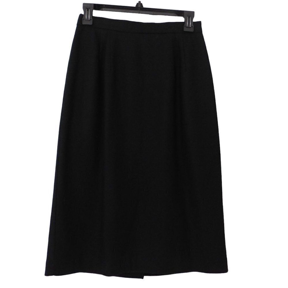 Vintage 100%‎ Wool Skirt Straight Pencil Black Deadstock Dark Academia Slit